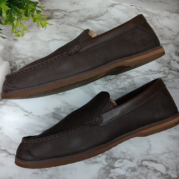 Timberland Men\'s Brown Leather Ortholite Slip On Loafers Size 13 main image 8